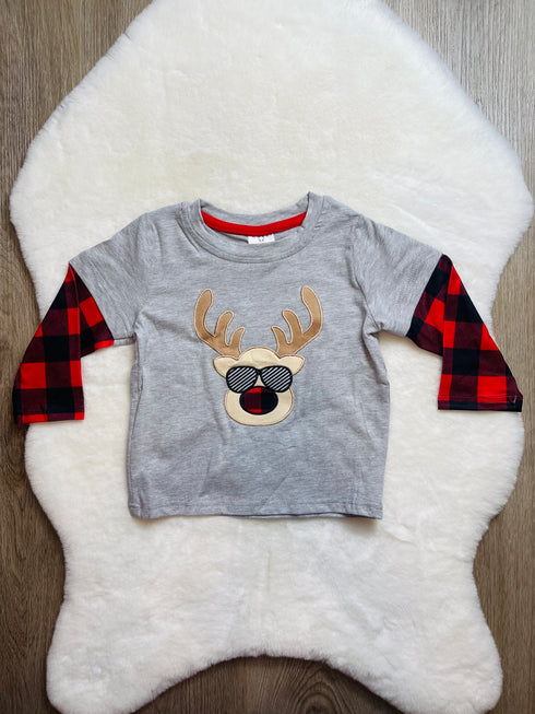Bowtism Boys Cool Reindeer Holiday Shirt - Bowtism